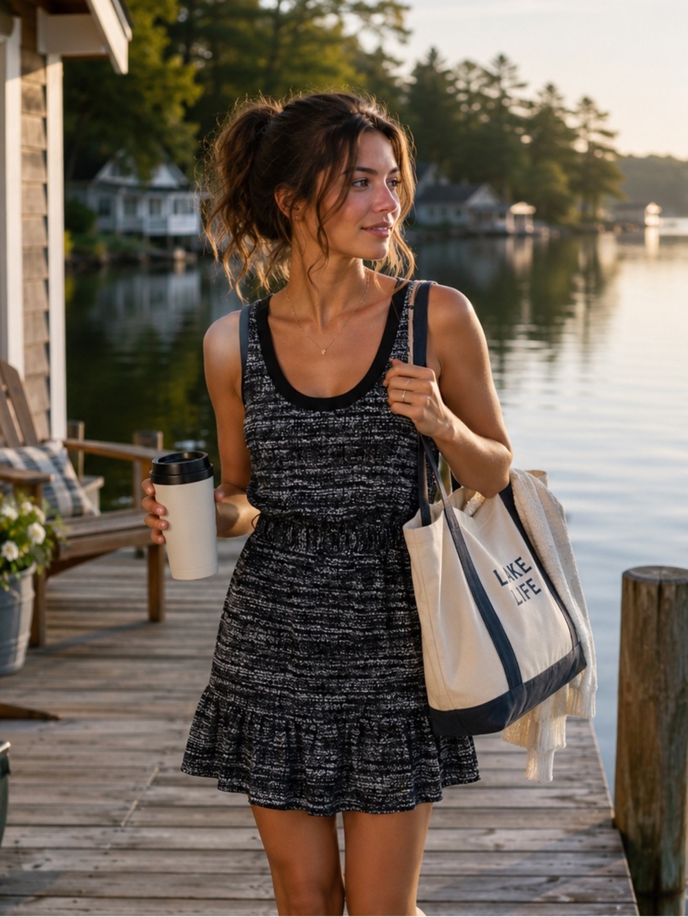 Joie Black & White Printed Belted Silk Sleeveless Dress - Small - Picture 2 of 10
